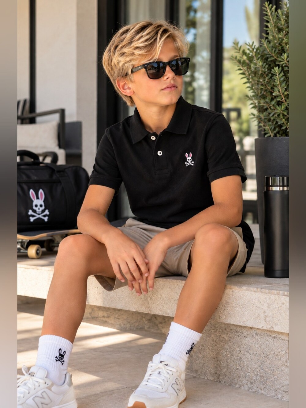Psycho Bunny Kids Classic Pique Polo Shirt Black – Boys S 7/8